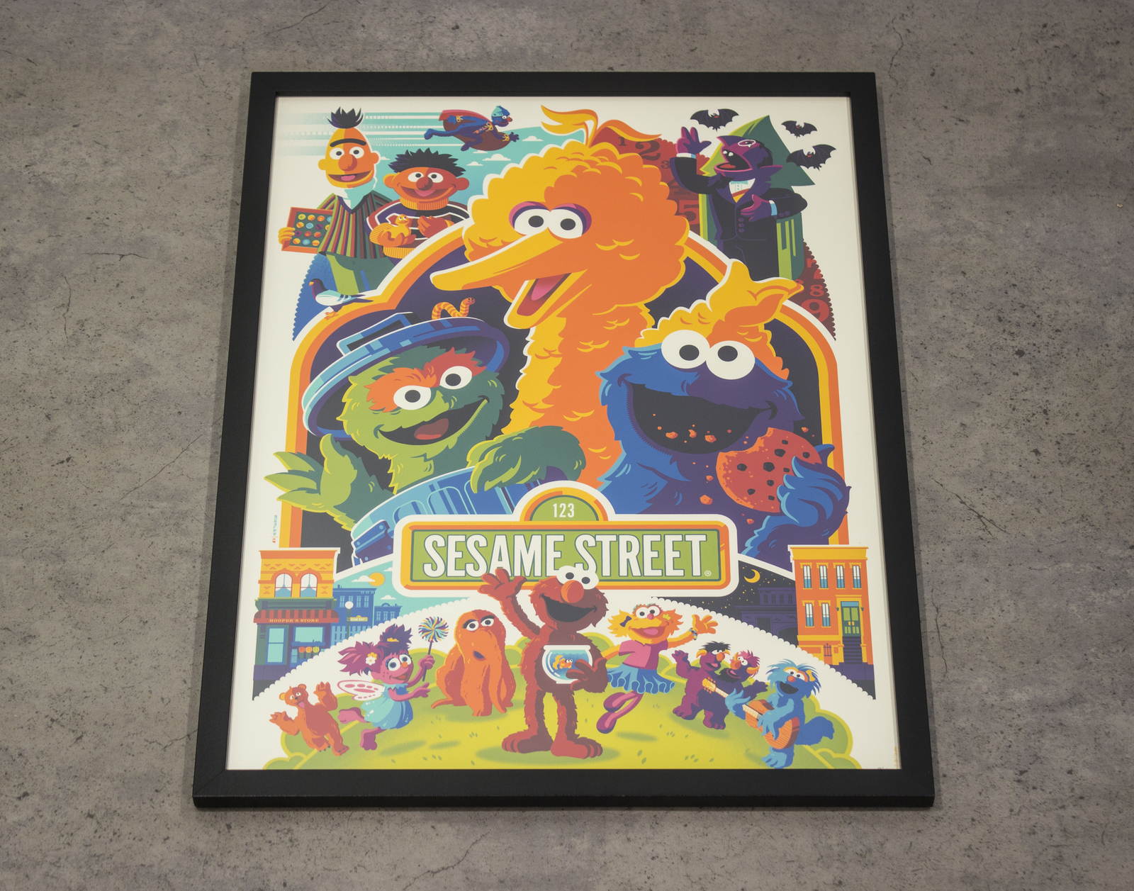 Sesame Street by Tom Whalen Standard Edition Screen Print FRAMED