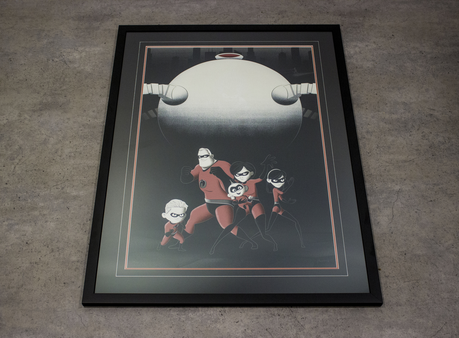 'Supers' by Bruce Yan The Incredibles GID Screen Print FRAMED