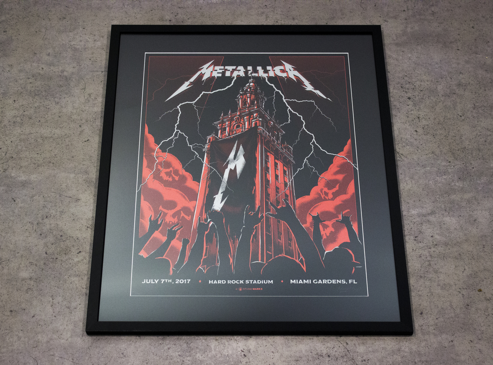 Metallica Hard Rock Stadium Miami Gardens FL July 7 2017 #/500 Screen Print FRAMED
