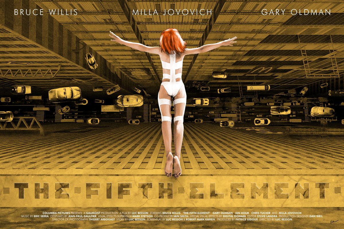 "Multipass" Gold by Kevin M Wilson (Ape Meets Girl) Fifth Element Screen Print