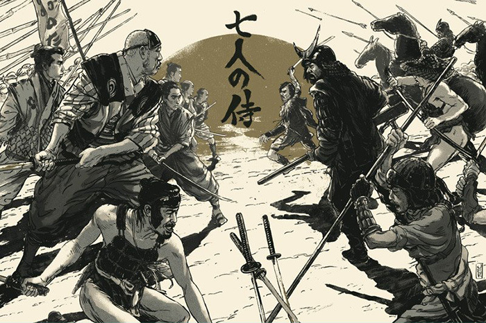 "Seven Samurai" by Juan Esteban Rodriguez Regular Screen Print
