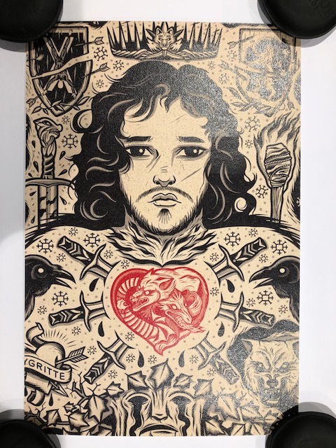 "Jon" (Red Heart Variant) by Dave Quiggle Game of Thrones Digital Print
