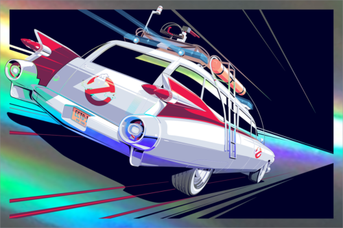 "Ecto-1" by Craig Drake Ghostbusters Foil Variant Screen Print