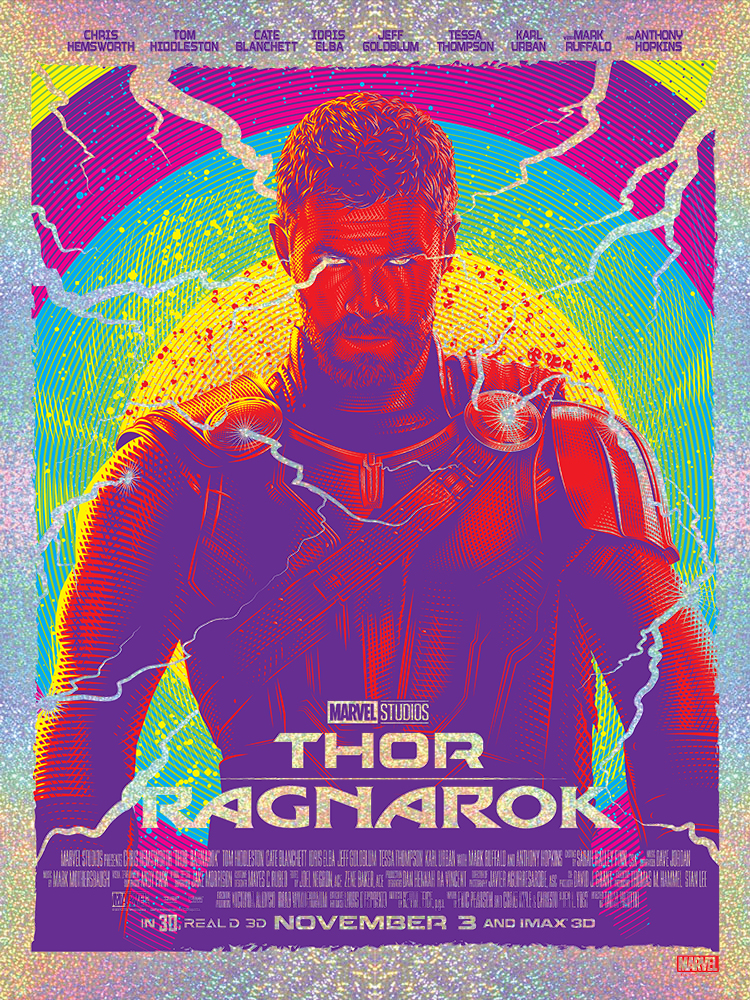 "God of Thunder" by Tracie Ching Thor Ragnarok Foil Screen Print