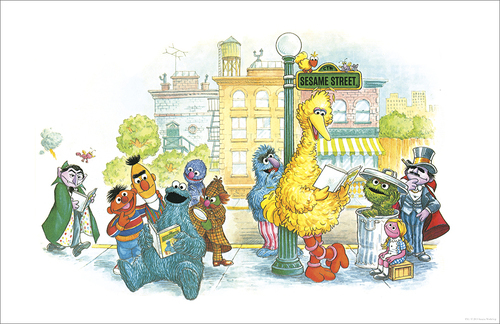 "You're Never too Old for Story Time" by Joe Mathieu Sesame Street Giclee Print