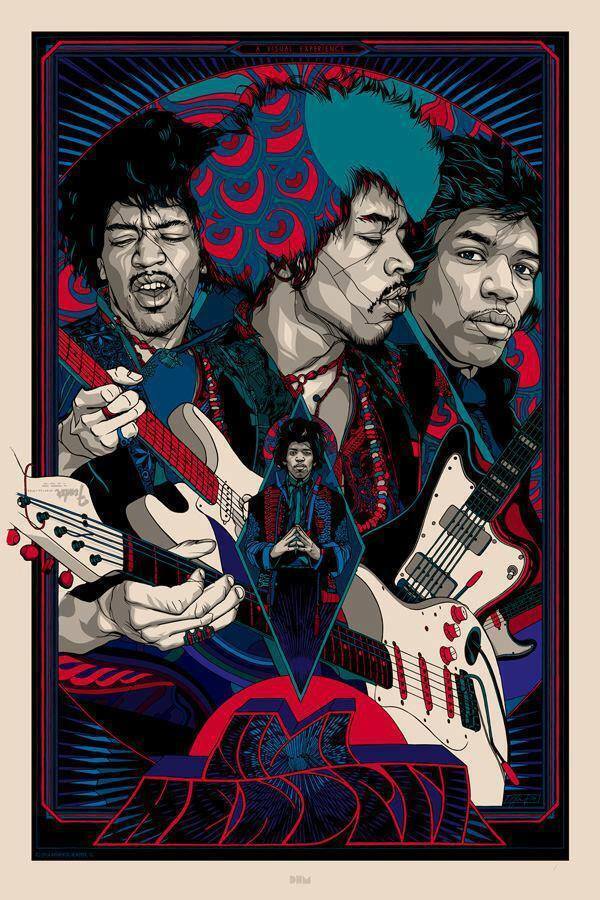 Jimi Hendrix by Tyler Stout 2014 Regular Screen Print